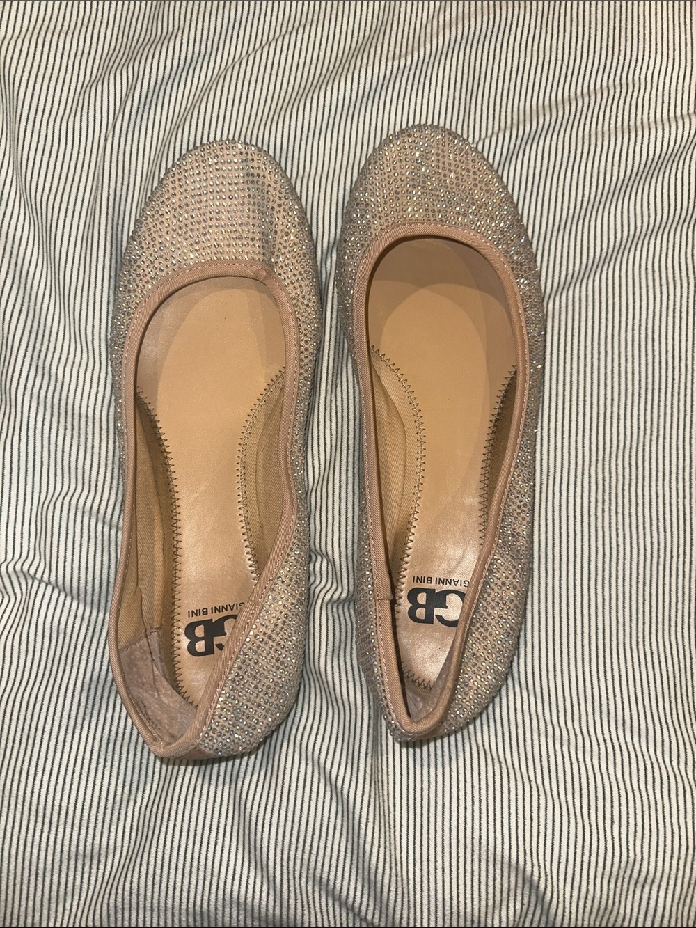 Gianni Bini Rose Gold Crystal Ballet Flats